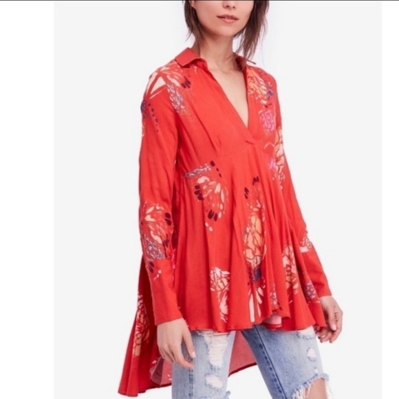 Free People Field of Butterflies Tunic Top Mini Dress - Picture 2 of 12